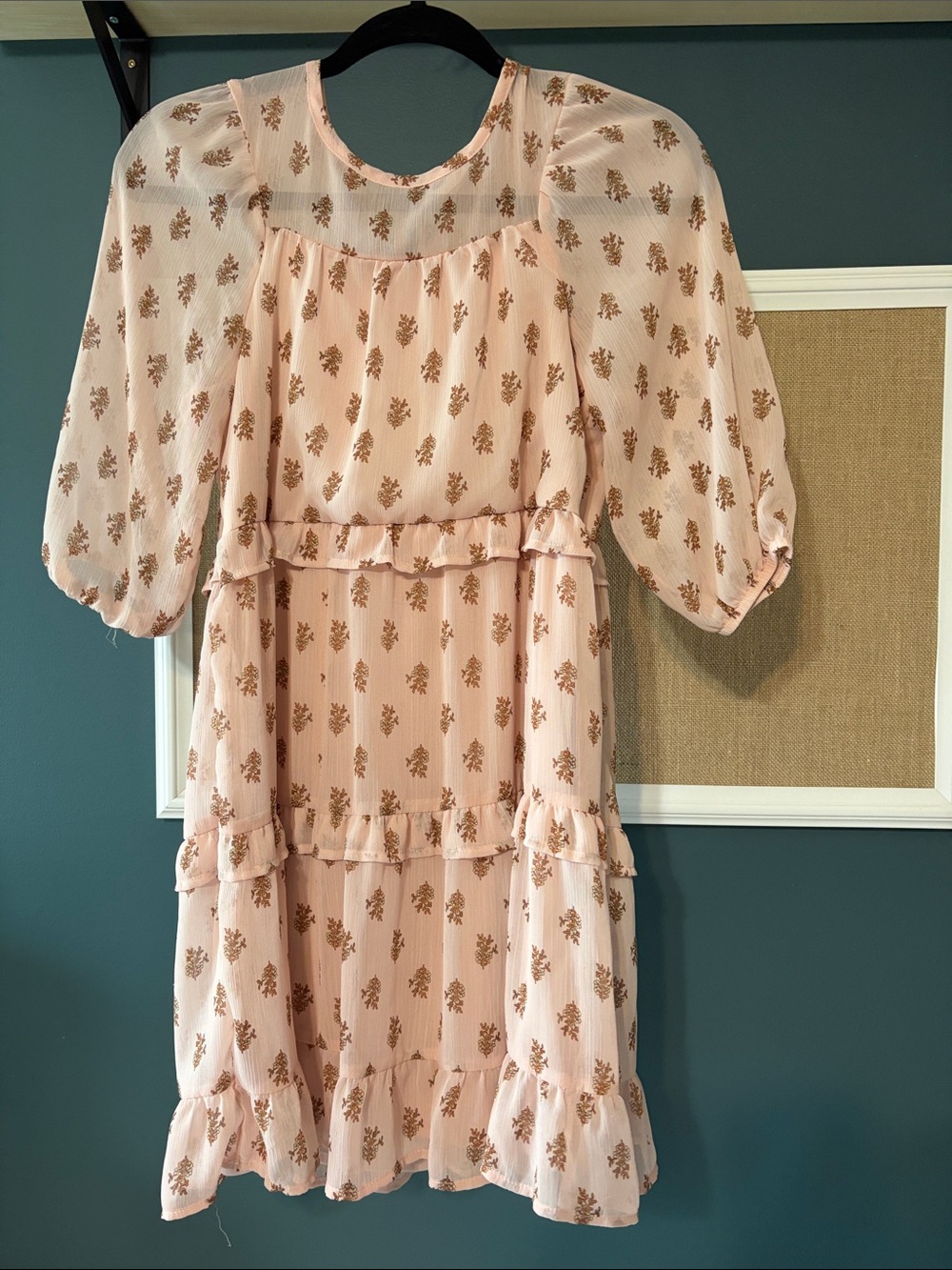 wonder nation Pink Dress with Gold Floral Print